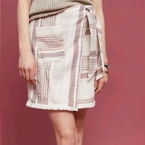 Anthropologie Holding Horses Red White Striped Avery Wrap Skirt sz 2